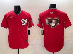 Cheap Men\'s Washington Nationals Team Big Logo Red Limited Stitched Baseball Jersey