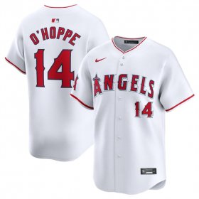 Cheap Men\'s Los Angeles Angels #14 Logan O\'Hoppe White Home Limited Stitched Baseball Jersey