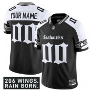 Men's Seattle Seahawks Active Player Custom Black Alternate 2025 F.U.S.E. 'Gothic Rain City Shadows Edition' Vapor Limited Stitched Jersey Cheap Wholesale