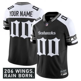 Men\'s Seattle Seahawks Active Player Custom Black Alternate 2025 F.U.S.E. \'Gothic Rain City Shadows Edition\' Vapor Limited Stitched Jersey Cheap Wholesale