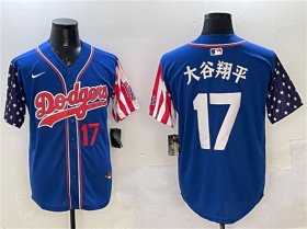 Cheap Men\'s Los Angeles Dodgers #17 Shohei Ohtani Royal Limited Stitched Baseball Jersey