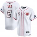 Cheap Men's Cincinnati Reds #2 Gavin Lux White 2025 Speedway Classic Home Limited Stitched Baseball Jersey