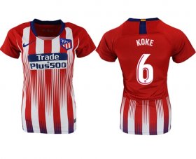 Wholesale Cheap Women\'s Atletico Madrid #6 Koke Home Soccer Club Jersey