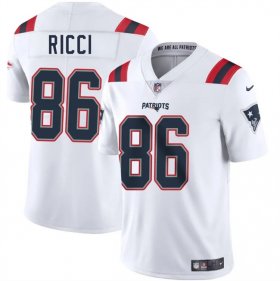 Men\'s New England Patriots #86 Giovanni Ricci White 2025 Vapor Limited Football Stitched Jersey Cheap