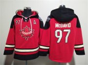 Cheap Men's Team Canada #97 Connor McDavid Red Black Ageless Must-Have Lace-Up Pullover Hoodie