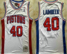 Men\'s Detroit Pistons #40 Bill Laimbeer White 1988-89 Stitched Jersey