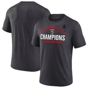 Men\'s Florida Panthers Heather Charcoal 2025 Stanley Cup Champions Rush Tri-Blend T-Shirt