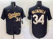 Cheap Men's Los Angeles Dodgers #34 Fernando Valenzuela Black Gold Limited Stitched Baseball Jersey