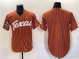 Cheap Men's Texas Longhorns Blank Orange Pinstripe 2025 World Series & SEC Patch Stitched Jersey