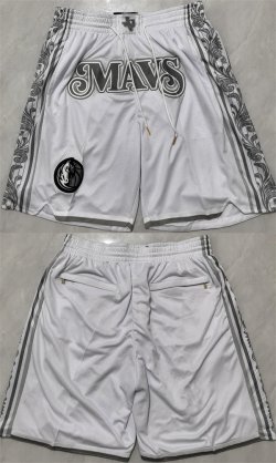 Cheap Men\'s Dallas Mavericks White City Edition Shorts (Run Small)