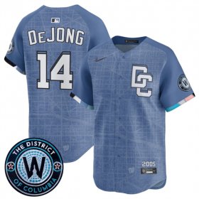 Men\'s Washington Nationals #14 Paul DeJong Blue 2025 City Connect Limited Stitched Baseball Jersey Cheap