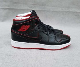 Wholesale Cheap Women\'s Jordan 1 Mid Shoes Black Red White