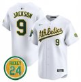 Men's Oakland Athletics #9 Reggie Jackson White 2024 Home Limited With Rickey Henderson Patch Stitched Jersey Cheap