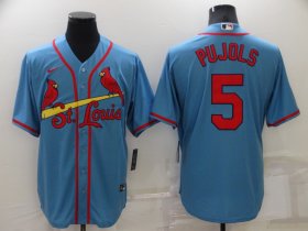 Wholesale Cheap Men\'s St Louis Cardinals #5 Albert Pujols Light Blue Stitched MLB Cool Base Nike Jersey