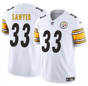 Cheap Men\'s Pittsburgh Steelers #33 Jack Sawyer White 2025 Draft F.U.S.E. Vapor Limited Football Stitched Jersey