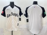 Cheap Men's Los Angeles Dodgers Blank Team Big Logo White Black Mexico 2025 LA Gothic Style With Fernando Patch Vapor Premier Limited Stitched Baseball Jersey