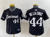 Cheap Youth Cincinnati Reds #44 Elly De La Cruz Black 'Gothic Queen City Edition' Vapor Premier Limited Stitched Baseball Jersey