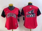 Women's Chicago White Sox Team Big Logo Red Black 2025 City Connect Limited Stitched Baseball Jersey(Run Small) Cheap