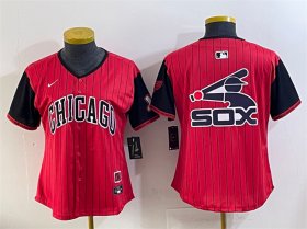 Women\'s Chicago White Sox Team Big Logo Red Black 2025 City Connect Limited Stitched Baseball Jersey(Run Small) Cheap