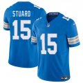 Cheap Men's Detroit Lions #15 Grant Stuard Blue 2025 F.U.S.E. Vapor Limited Football Stitched Jersey