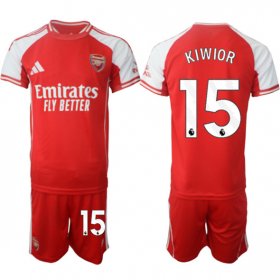 Men\'s Arsenal F.C #15 Jakub Kiwior Red 2025 Home Soccer Jersey Suit Cheap
