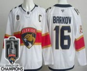 Cheap Men's Florida Panthers #16 Aleksander Barkov White 2025 Stanley Cup Champions Authentic Jersey