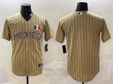 Cheap Men's Mexico Baseball Blank Tan 2023 World Baseball Classic Stitched Jersey