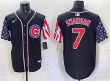 Cheap Men's Chicago Cubs #7 Dansby Swanson Black 2025 Independence Day Vapor Premier Limited Stitched Baseball Jersey
