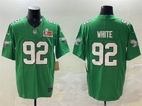 Men\'s Philadelphia Eagles #92 Reggie White Green 2025 Super Bowl LIX Patch F.U.S.E. Throwback Vapor Untouchable Limited Stitched Football Jersey