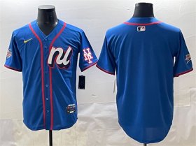 Cheap Men\'s National League New York Mets Blank Blue 2025 All-Star Edition Limited Stitched Baseball Jersey