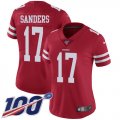 Wholesale Cheap Nike 49ers #17 Emmanuel Sanders Red Team Color Women's Stitched NFL 100th Season Vapor Limited Jersey
