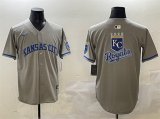 Men's Kansas City Royals Team Big Logo Gray 2024 Away Limited Stitched Baseball Jersey Cheap
