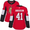 Wholesale Cheap Adidas Senators #41 Craig Anderson Red Home Authentic Women's Stitched NHL Jersey