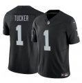 Men's Las Vegas Raiders #1 Tre Tucker Black 2025 F.U.S.E. Vapor Football Stitched Jersey Cheap