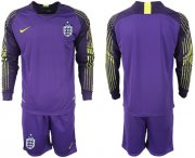 Wholesale Cheap England Blank Purple Goalkeeper Long Sleeves Soccer Country Jersey