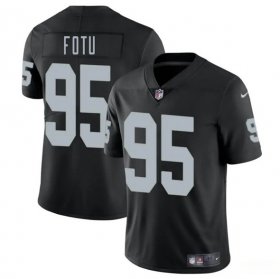 Men\'s Las Vegas Raiders #95 Leki Fotu Black 2025 Vapor Football Stitched Jersey Cheap