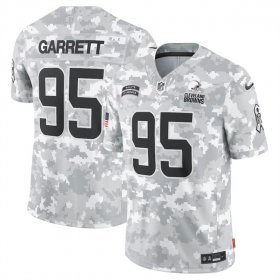 Men\'s Cleveland Browns #95 Myles Garrett 2024 Arctic Camo Salute To Service Limited Stitched Football Jersey