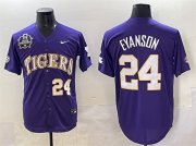 Cheap Men's LSU Tigers #24 Anthony Eyanson Purple 2025 World Series & SEC Patch Stitched Baseball Jersey