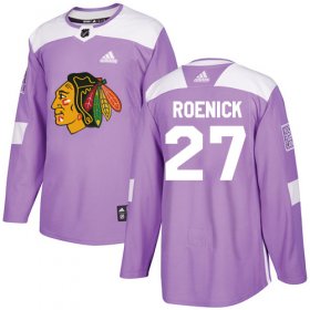 Wholesale Cheap Adidas Blackhawks #27 Jeremy Roenick Purple Authentic Fights Cancer Stitched NHL Jersey