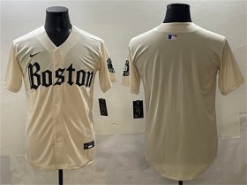 Men\'s Boston Red Sox Blank Cream Gothic Vapor Limited Stitched Baseball Jersey Cheap