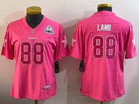 Cheap Women\'s Dallas Cowboys #88 CeeDee Lamb Pink Vapor Untouchable Limited Stitched Football Jersey(Run Small)