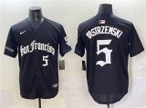 Cheap Men's San Francisco Giants #5 Mike Yastrzemski Black 'Gothic Fog Edition' Vapor Premier Limited Stitched Baseball Jersey