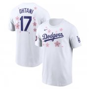 Cheap Men's Los Angeles Dodgers #17 Shohei Ohtani White 2025 Tokyo Series Name & Number T-Shirt