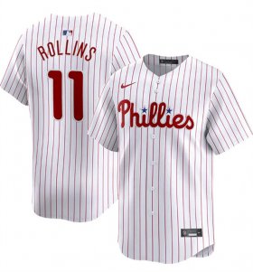 Men\'s Philadelphia Phillies #11 Jimmy Rollins White Home Limited Stitched Jersey Cheap
