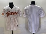 Cheap Men's Texas Longhorns Blank White Pinstripe 2025 Softball National Champions & SEC Patch Stitched Jersey