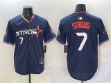 Cheap Men's Houston Astros #7 C.J. Stroud Navy 2025 City Connect With Texas Patch Limited Stitched Baseball Jersey