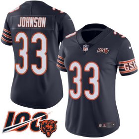 Wholesale Cheap Nike Bears #33 Jaylon Johnson Navy Blue Team Color Women\'s Stitched NFL 100th Season Vapor Untouchable Limited Jersey
