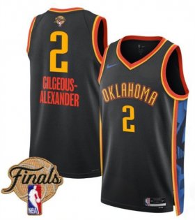 Men\'s Oklahoma City Thunder #2 Shai Gilgeous-Alexander Black 2025 Finals City Edition Stitched Basketball Jersey Cheap