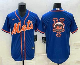 Cheap Men\'s New York Mets Big Logo Navy Blue Cool Base Stitched Baseball Jerseys
