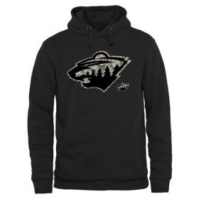 Wholesale Cheap Men\'s Minnesota Wild Black Rink Warrior Pullover Hoodie